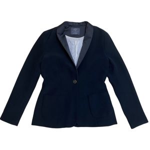 Zara Single Gold Button Black Folded Collar Blazer